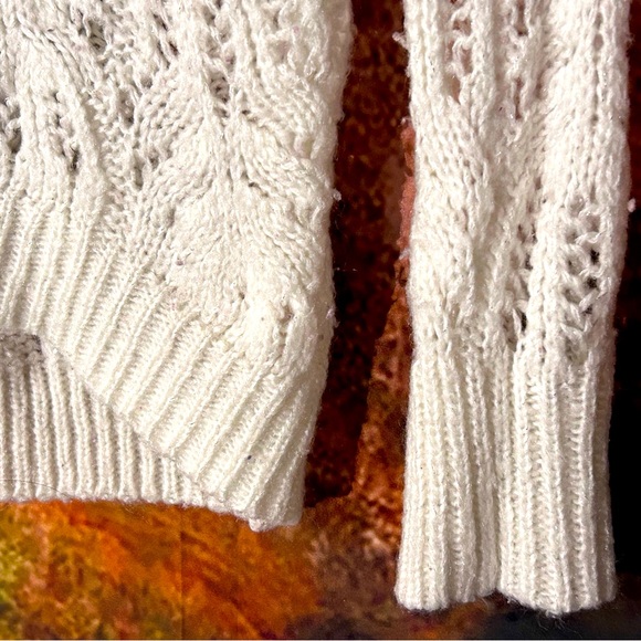 Ivory Open Knit Sparkling Vintage Long-sleeve pull over sweater by Decree - Picture 5 of 10